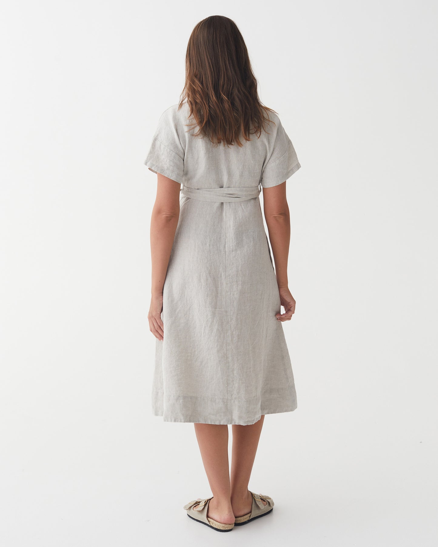 Linen wrap dress PEHOE in Natural Melange | MagicLinen