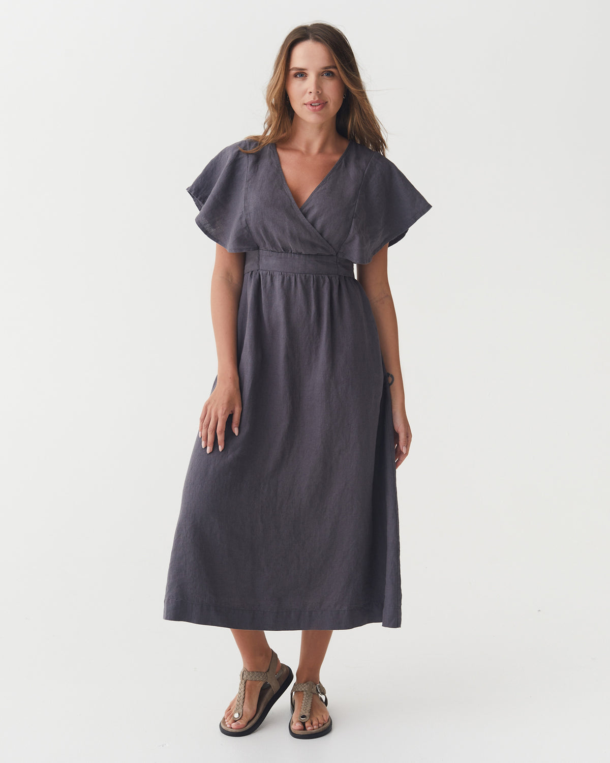 Linen wrap dress YOHO Anthracite
