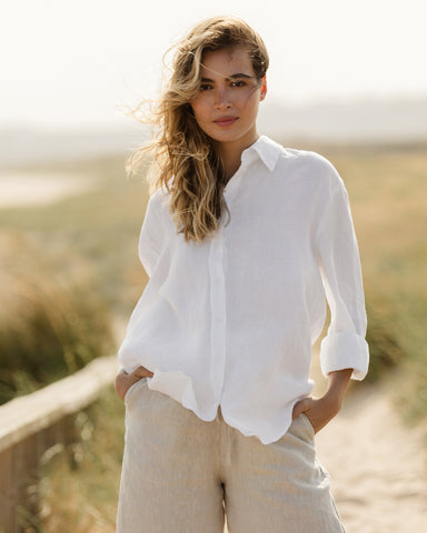 Long-Sleeve Linen Shirt CORSICA in White