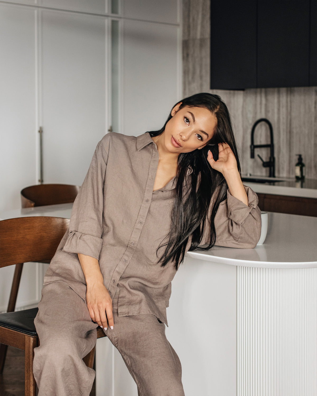 Long Sleeve Linen Shirt ISLAY Deep
