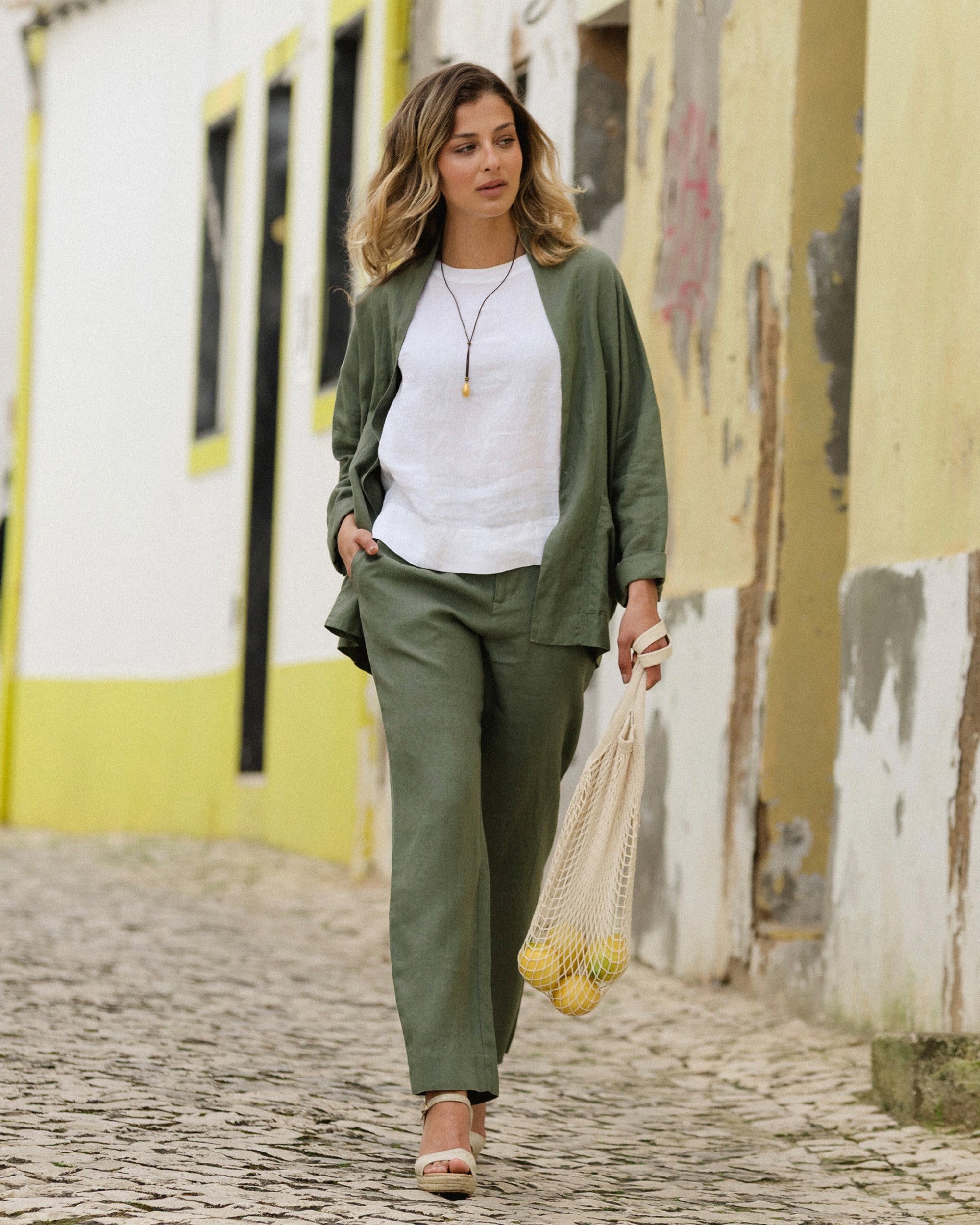ジャケット・アウター rurumu: fallin angel SJK pale green Linen jacket LOS ANGELES in Mist green | MagicLinen