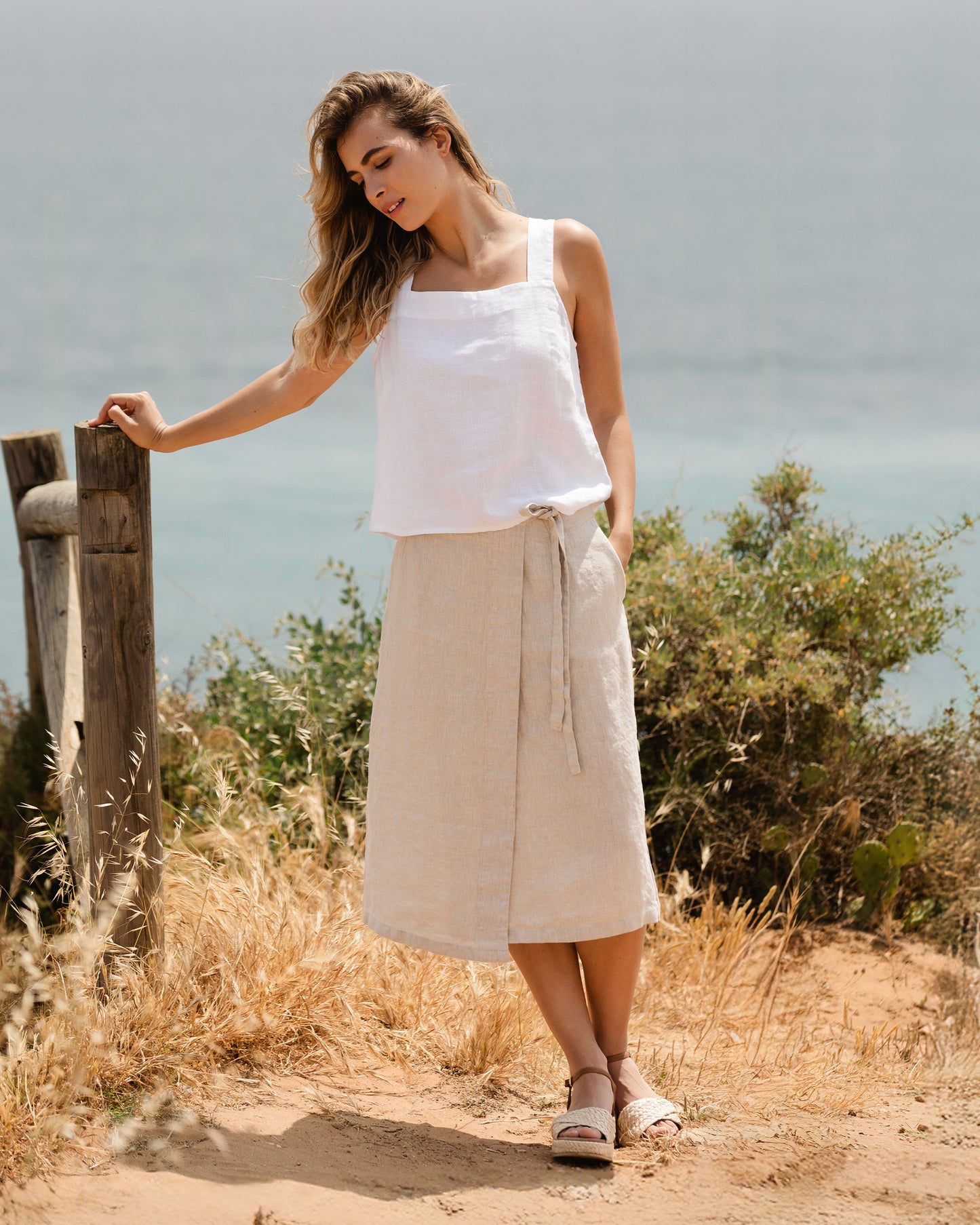 Made to order Linen skirt AZORES MIDI | MagicLinen modelBoxOn