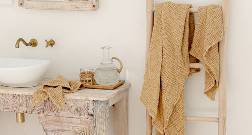 Durable linen tea towel, set of 4 rustic dish towels - Linenbee