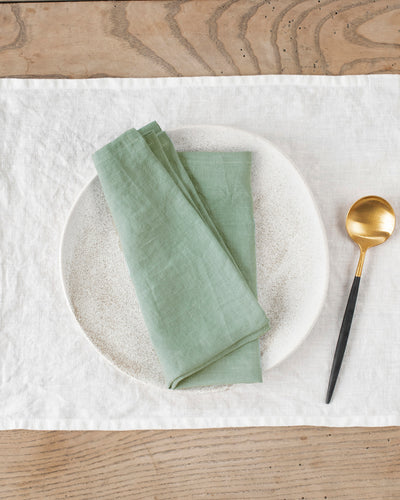 Matcha green linen napkin set of 2
