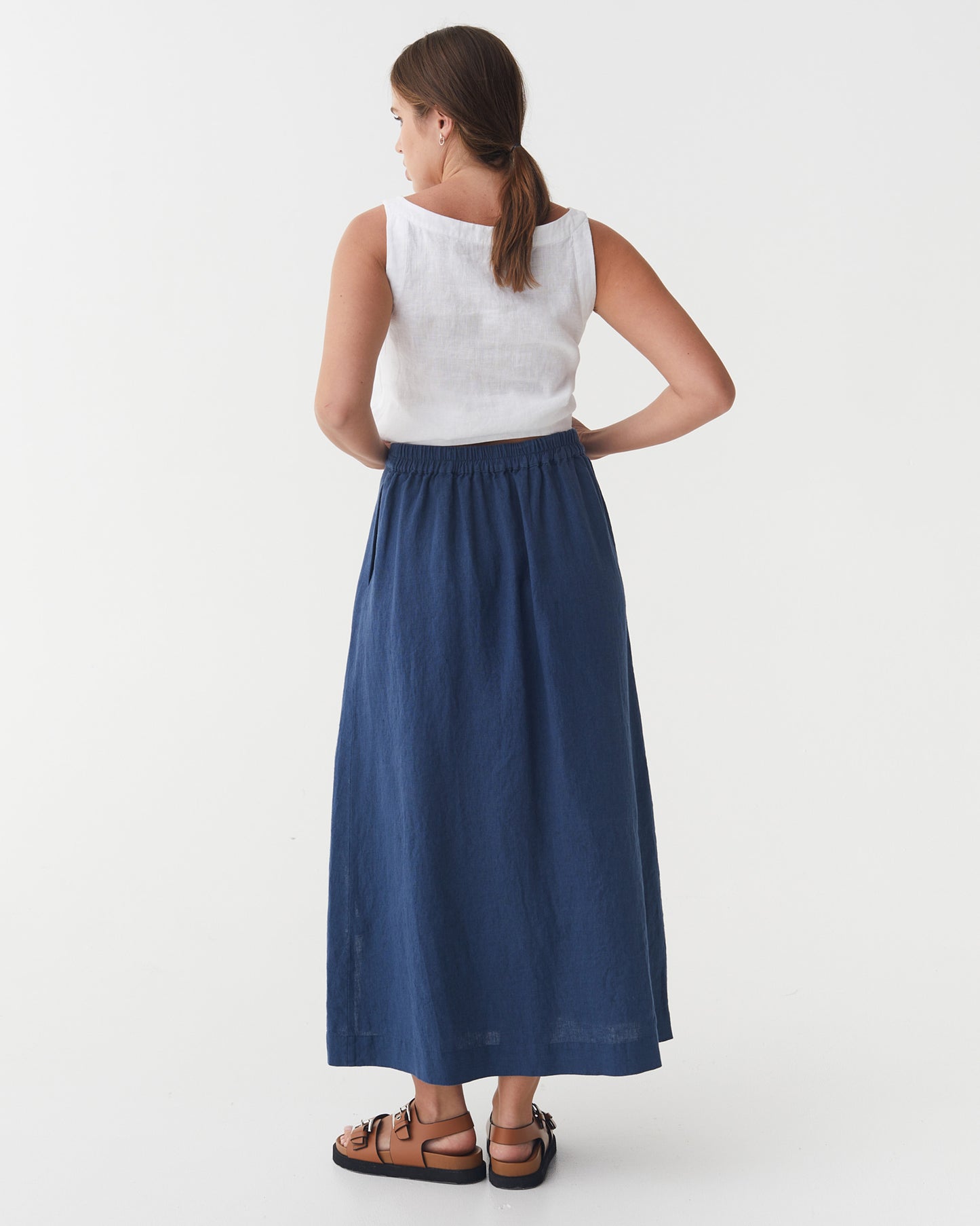 Maxi Linen Skirt SENTOSA in Deep navy blue