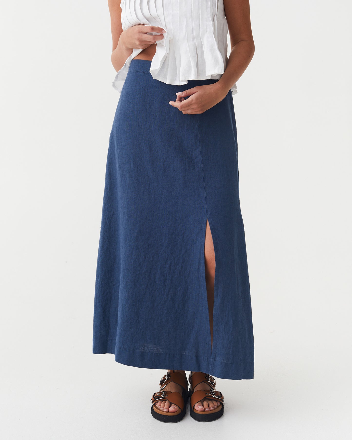 Maxi Linen Skirt SENTOSA in Deep navy blue