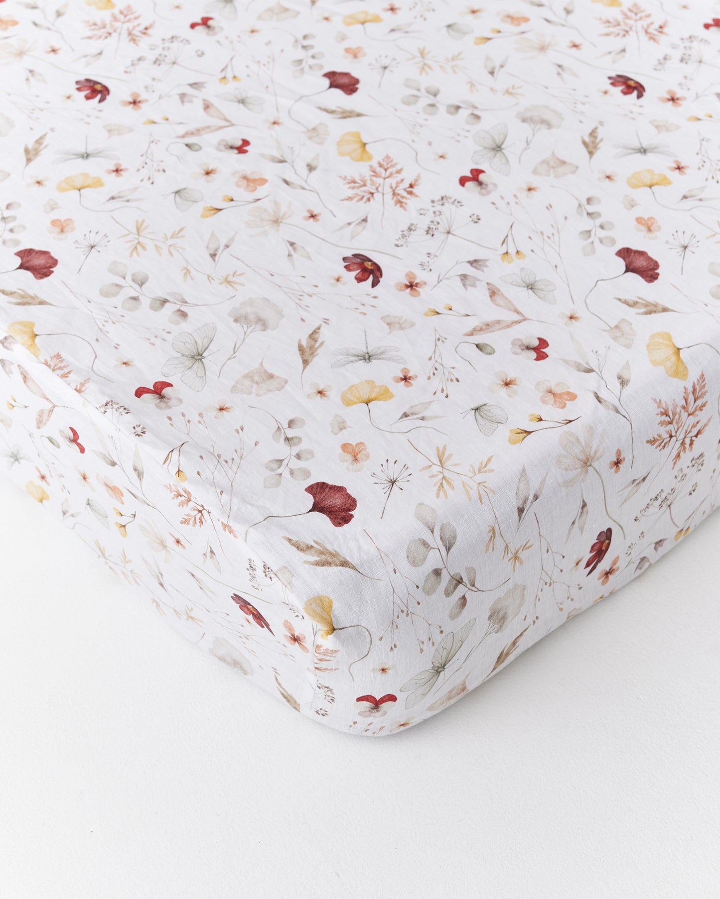 Meadow print linen fitted sheet