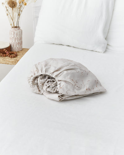 Memory garden print linen fitted sheet