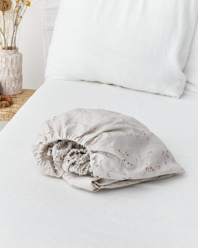 Memory garden print linen fitted sheet