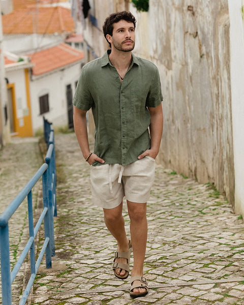 Men's linen shorts STOWE in Natural Melange | MagicLinen S Men's linen shorts STOWE in Natural Melange | MagicLinen S