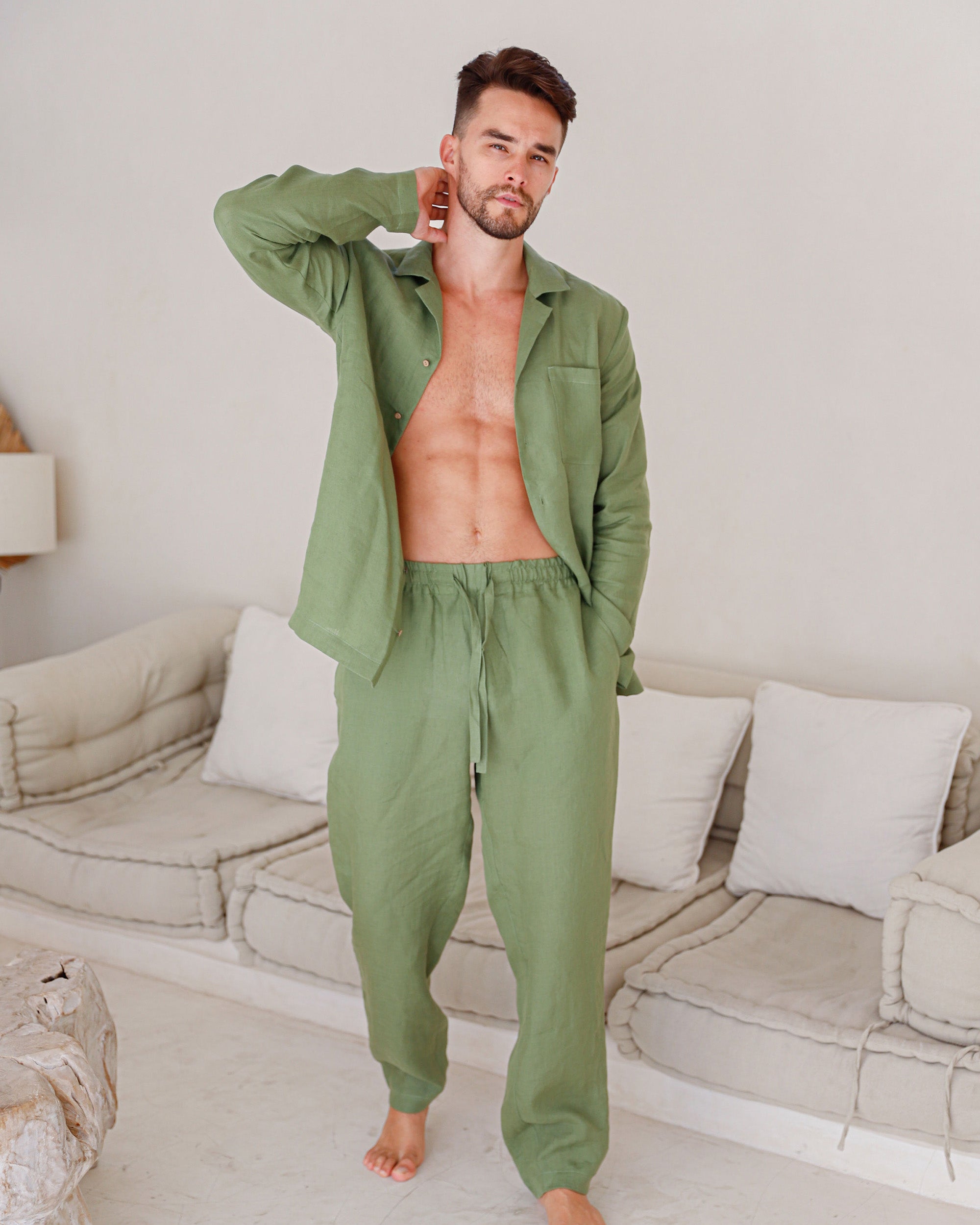 Green mens pajamas sale