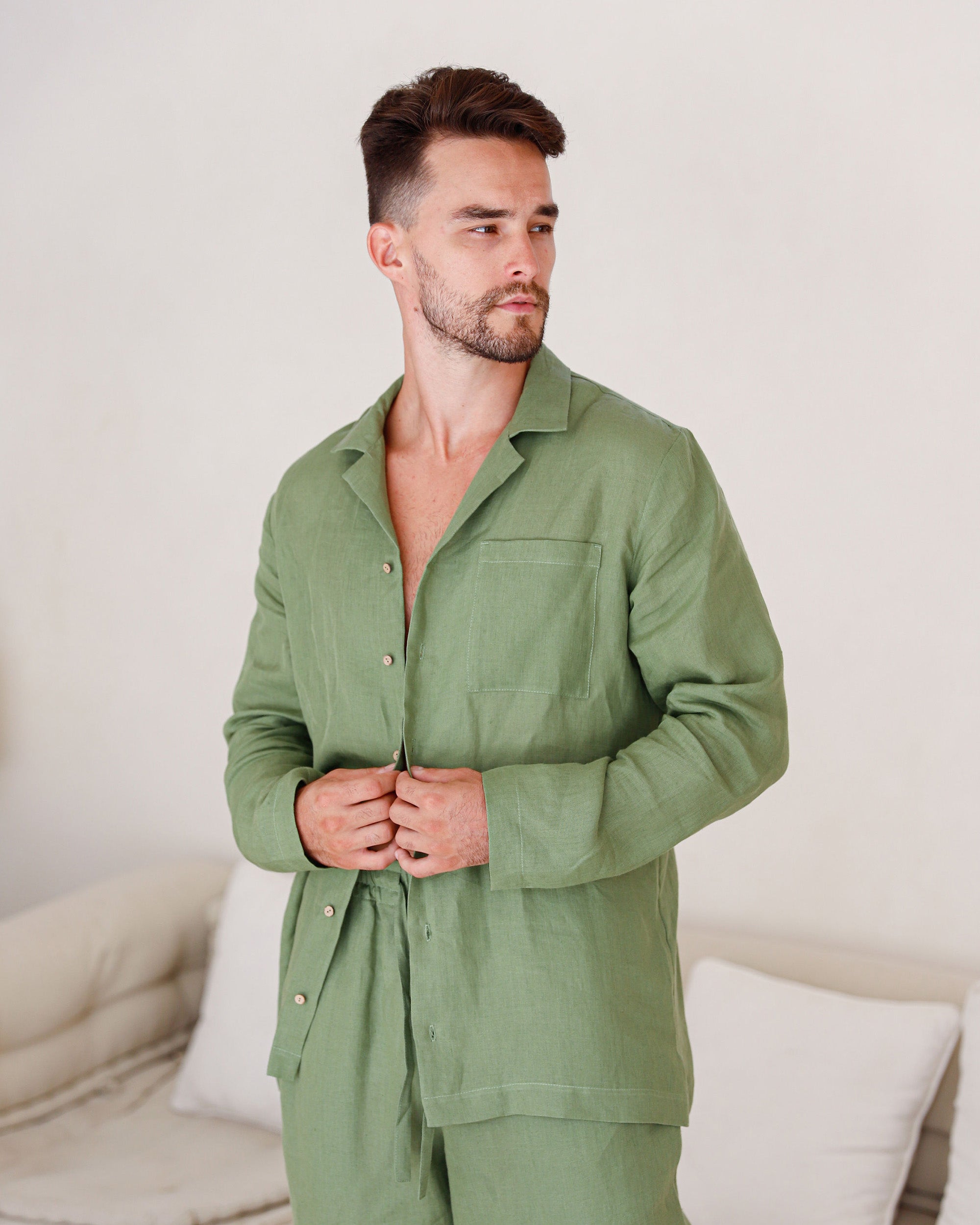 Mens best sale linen pajamas