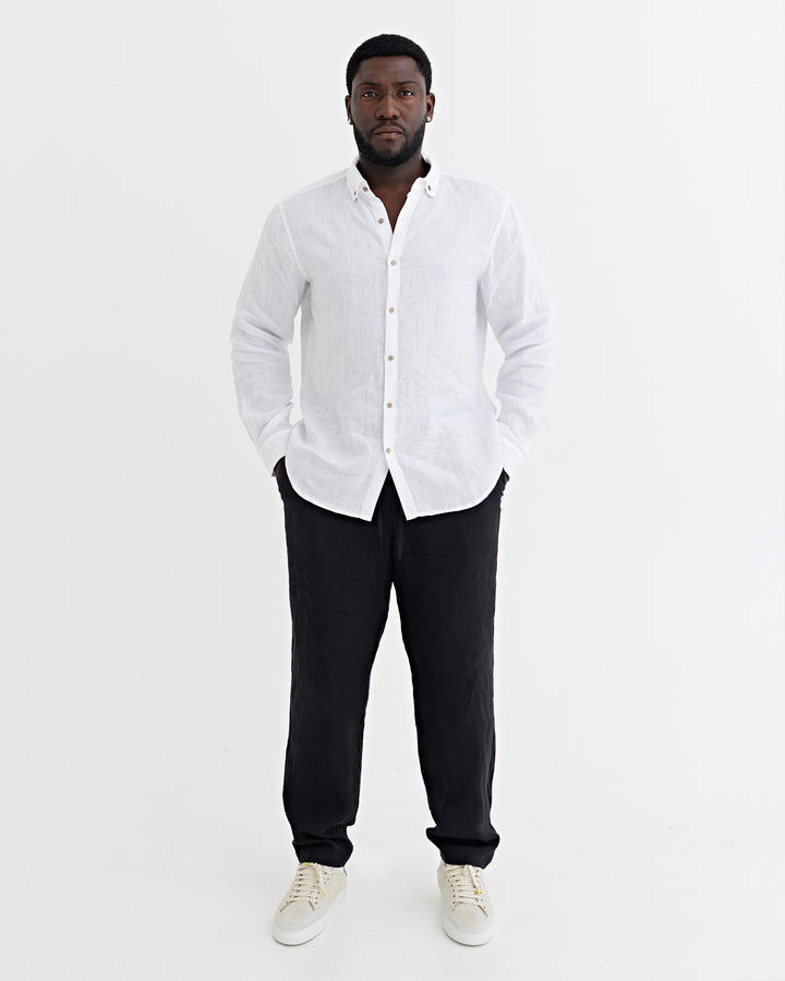 Mens Linen Pants PALERMO in Black | MagicLinen modelBoxOn