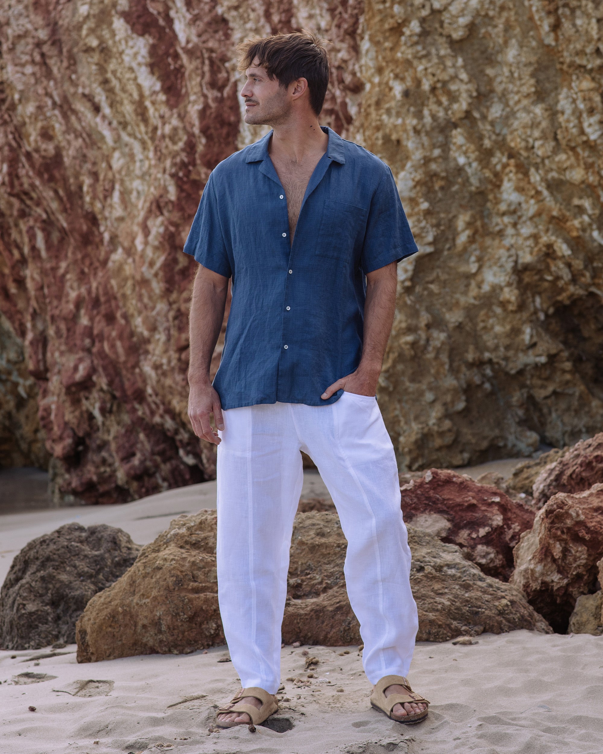 【THE MOZZ】[Premium] Whole Garment Air Linen Pants Men's Linen Pants TRUCKEE in White | MagicLinen