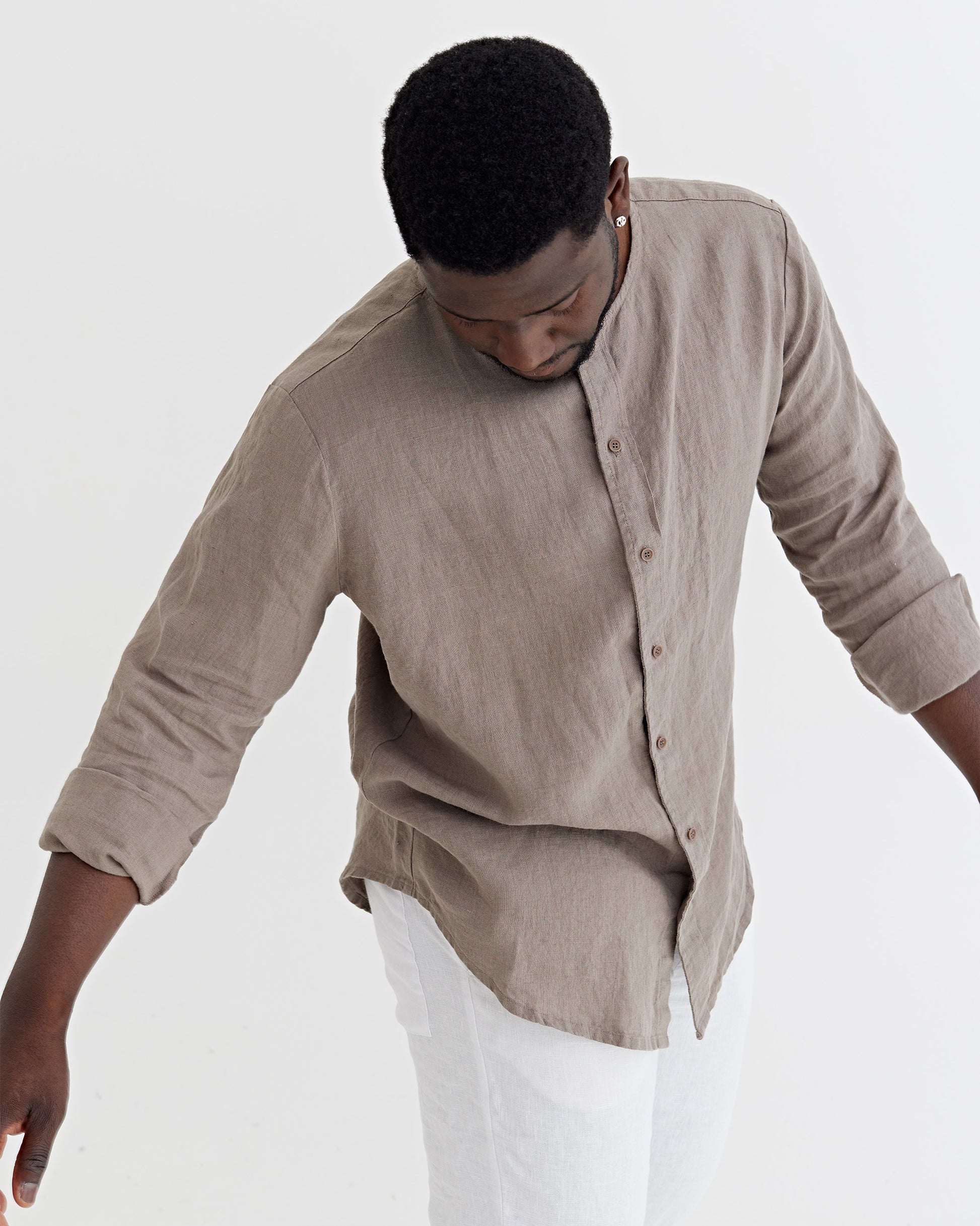 Men's Linen Shirt BEDARRA in Deep taupe | MagicLinen
