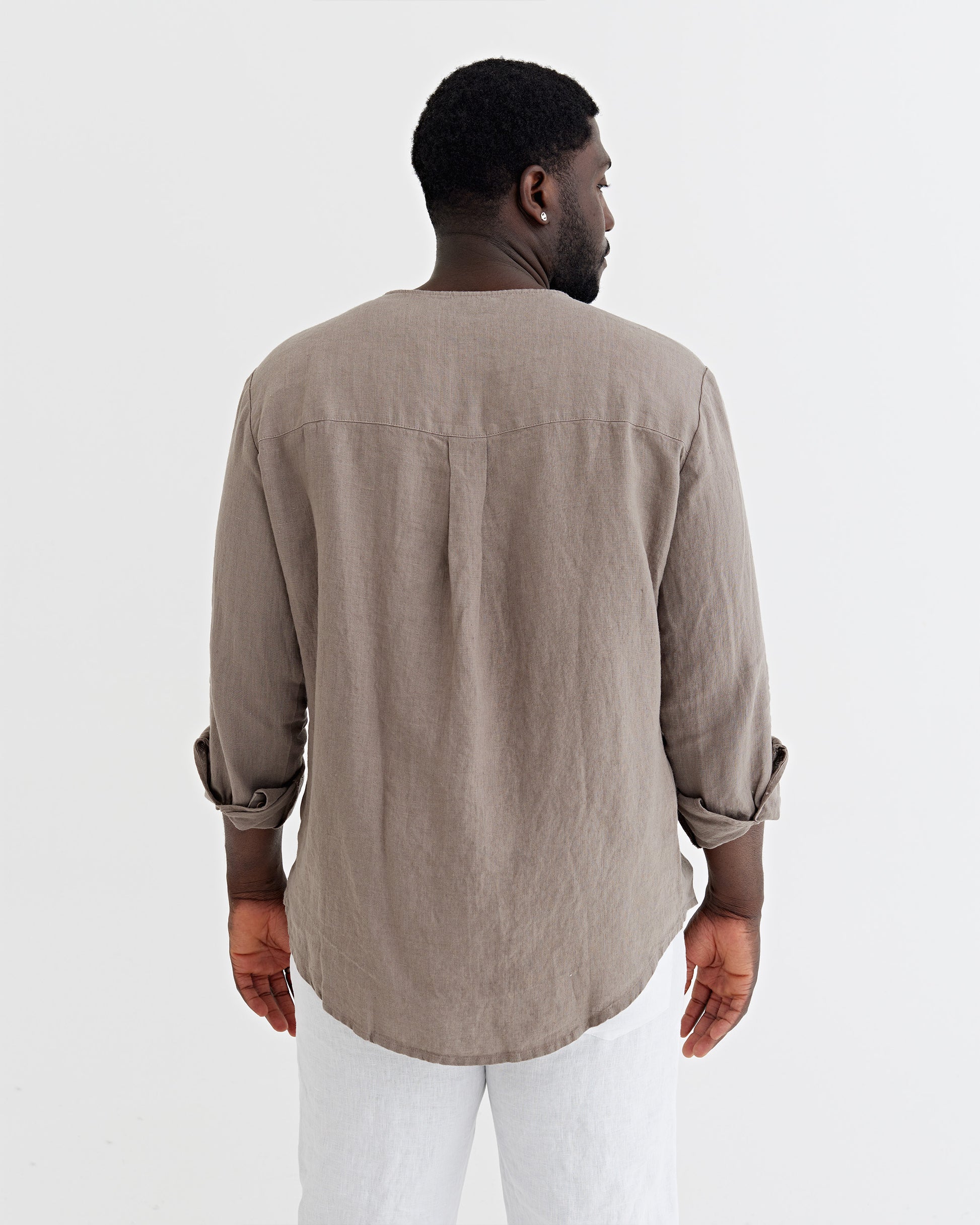 Men's Linen Shirt BEDARRA in Deep taupe | MagicLinen
