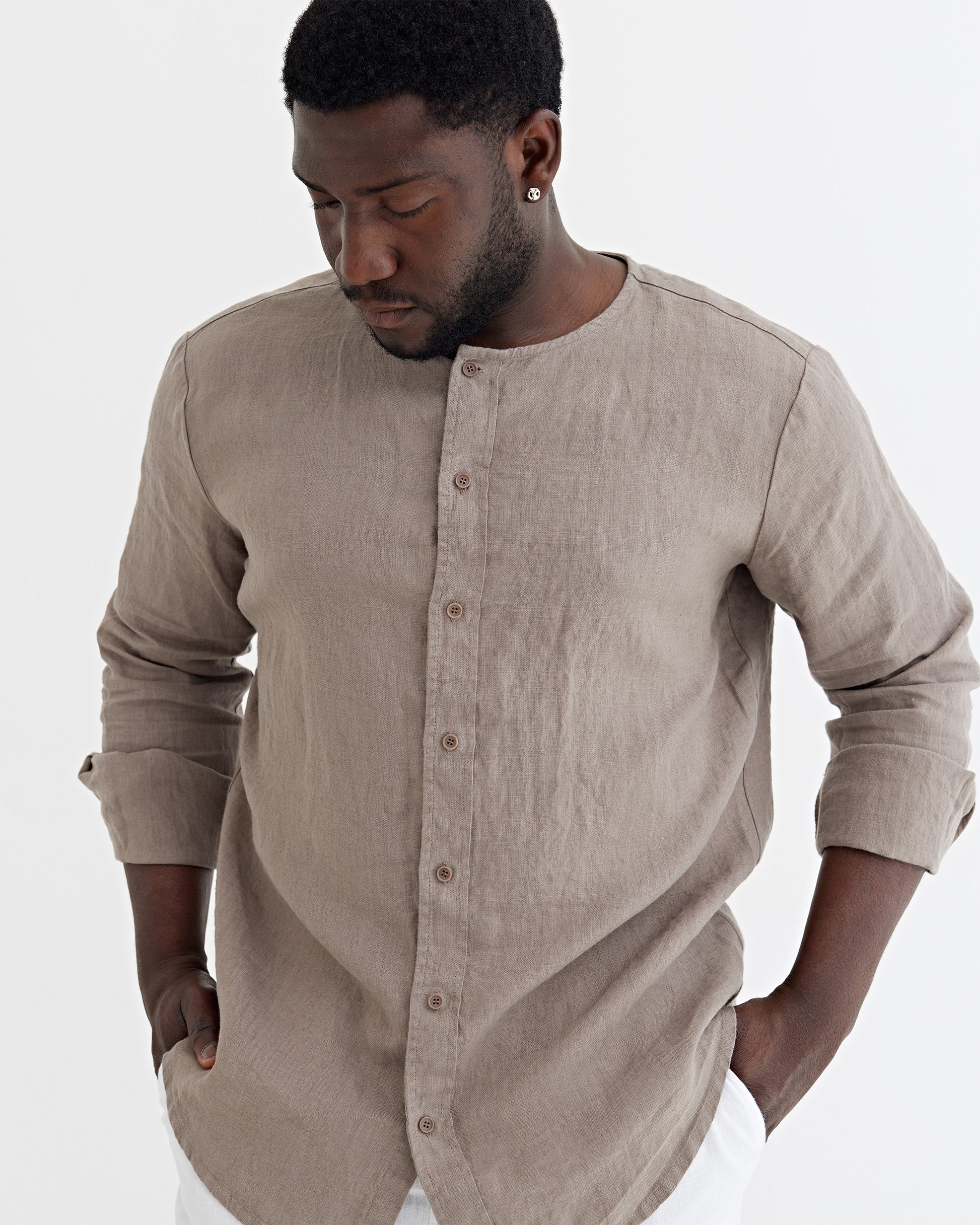 Men's Linen Shirt BEDARRA in Deep taupe | MagicLinen