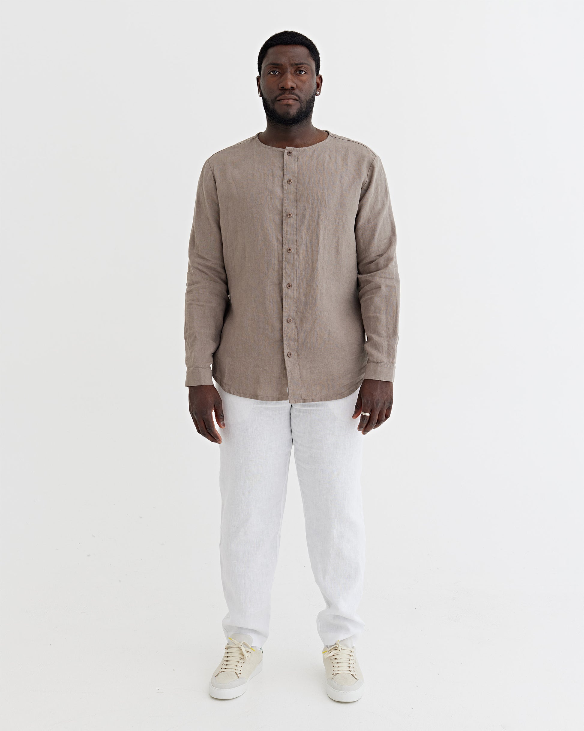 Men's Linen Shirt BEDARRA in Deep taupe | MagicLinen