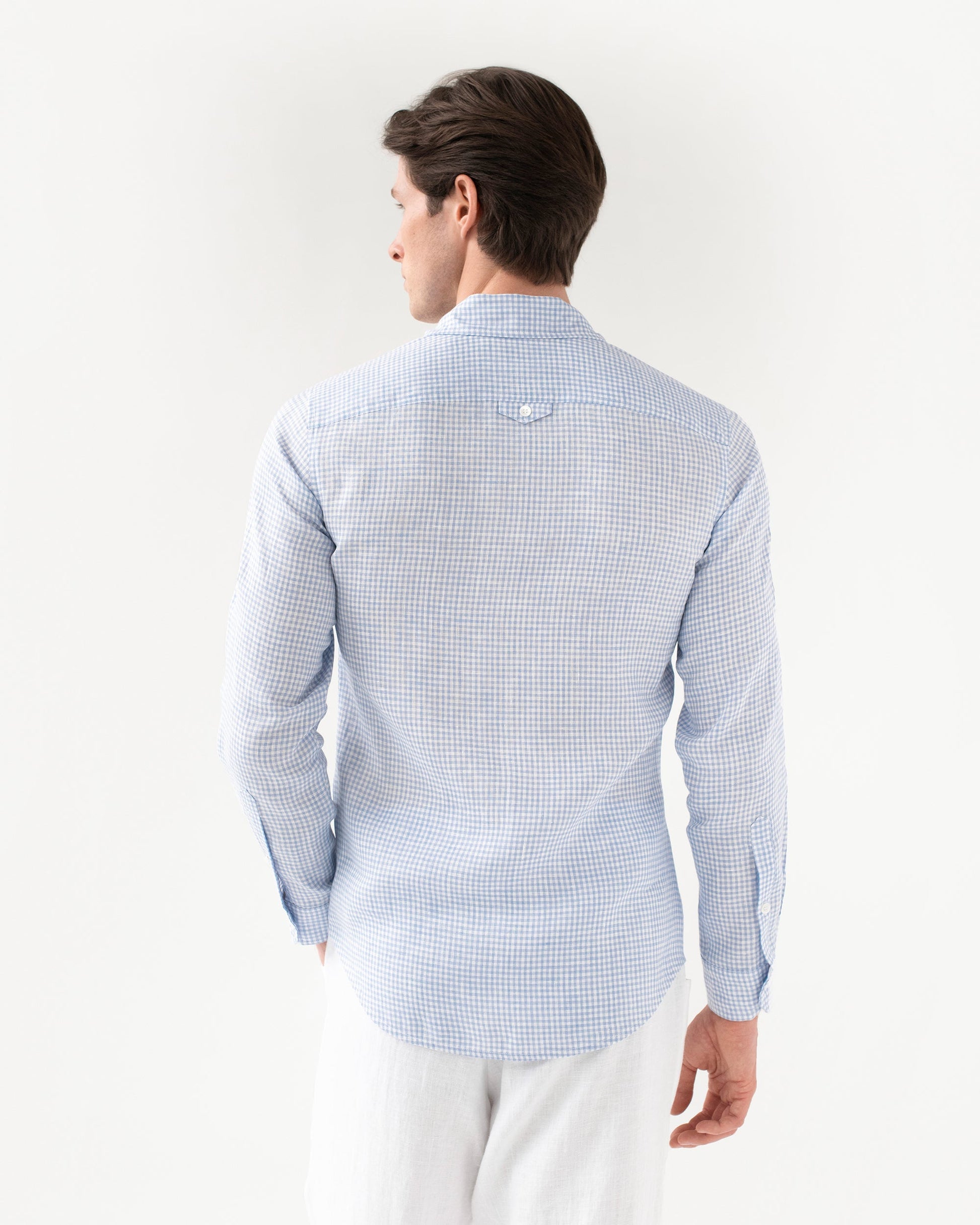 Men's linen shirt CORONADO in blue gingham