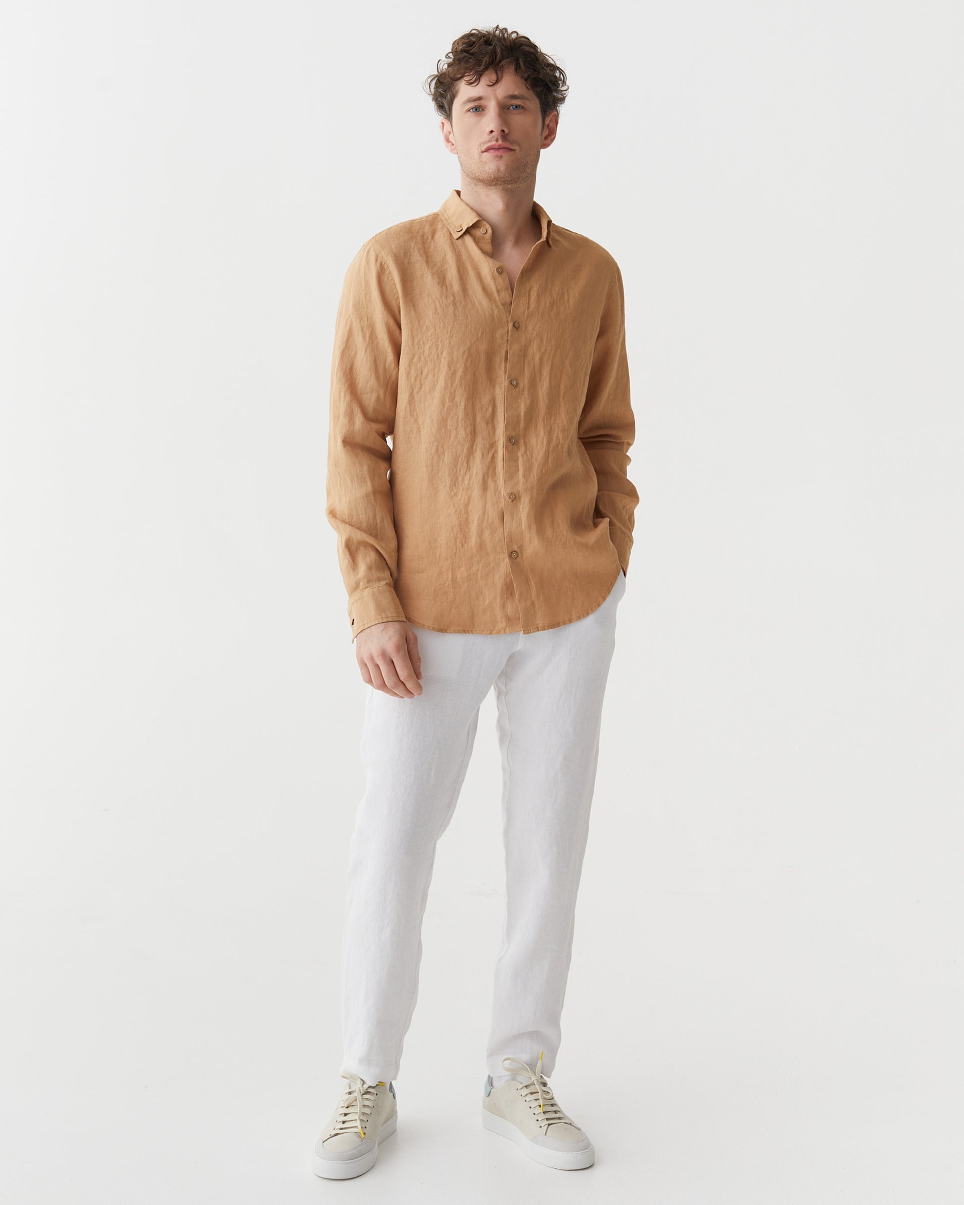 Men's linen shirt NEVADA in Caramel | MagicLinen