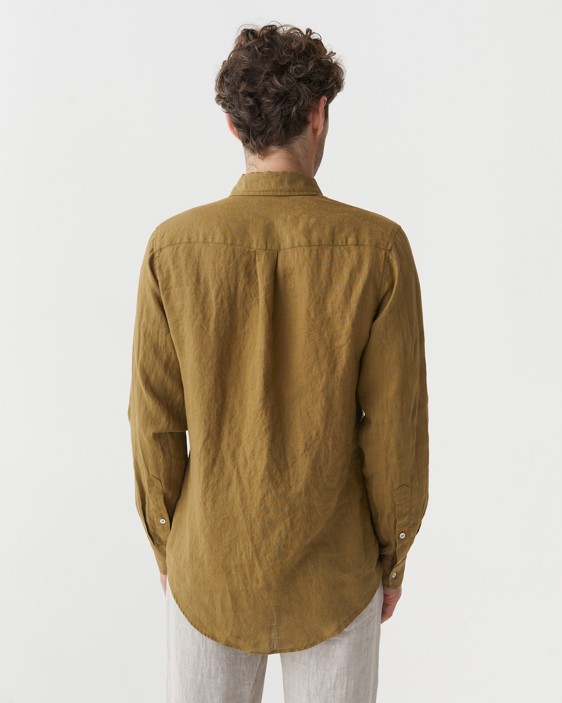 Men's linen shirt PERUGIA in Khaki green | MagicLinen