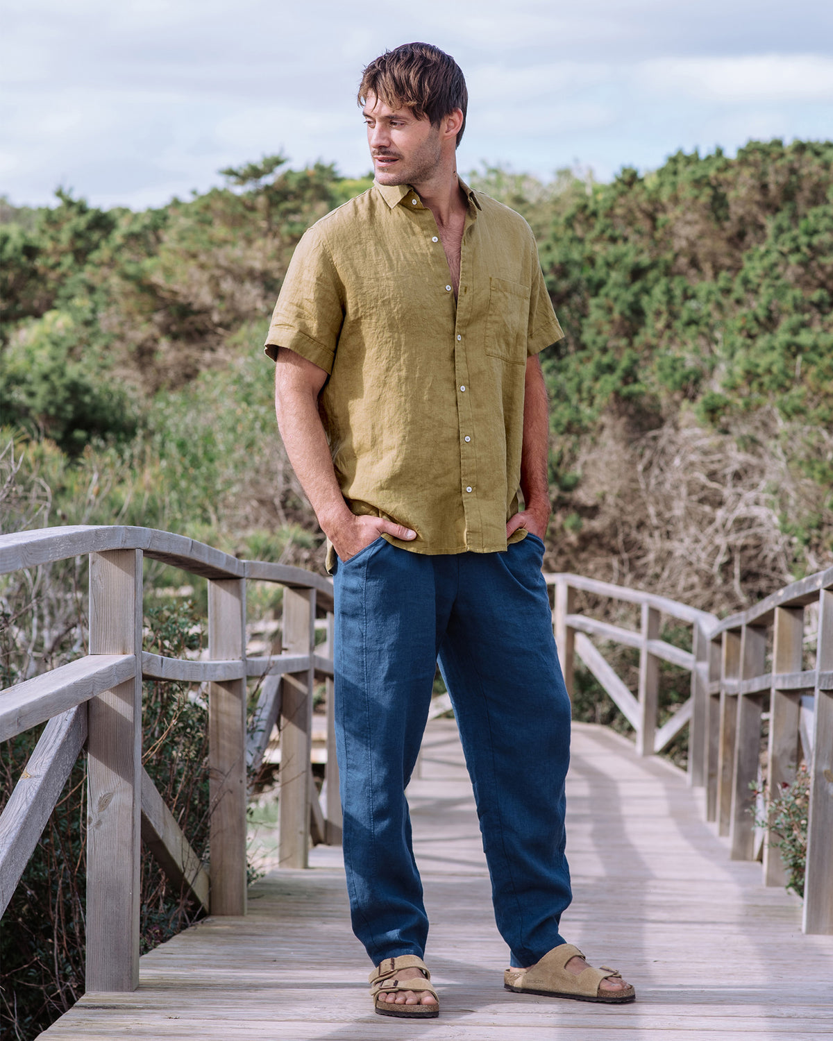 Linen Pants BREMER Deep navy blue