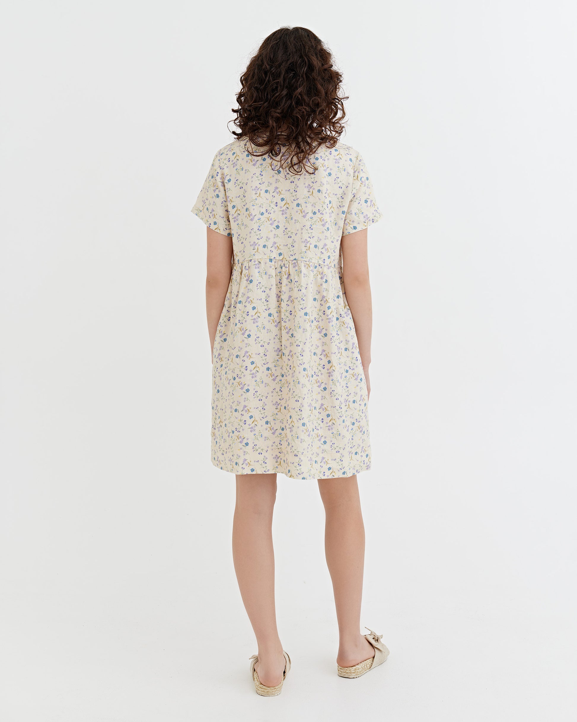 Midi linen dress MACEIO in Tiny blooms | MagicLinen