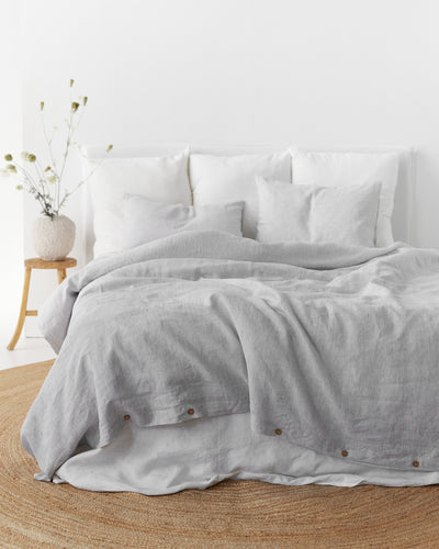 Pinstripe black linen duvet cover