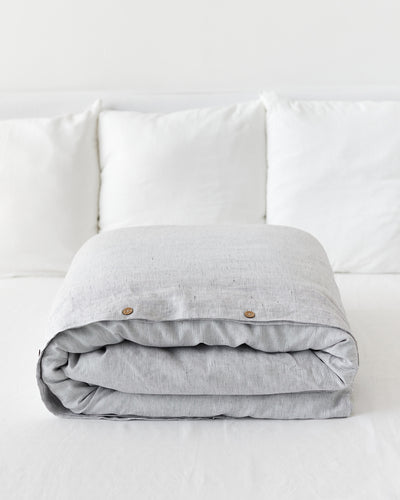 Pinstripe black linen duvet cover