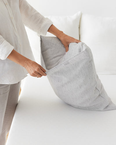 Pinstripe black linen pillowcase