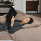 MagicLinen Mocha linen duvet cover, interior corner ties shown