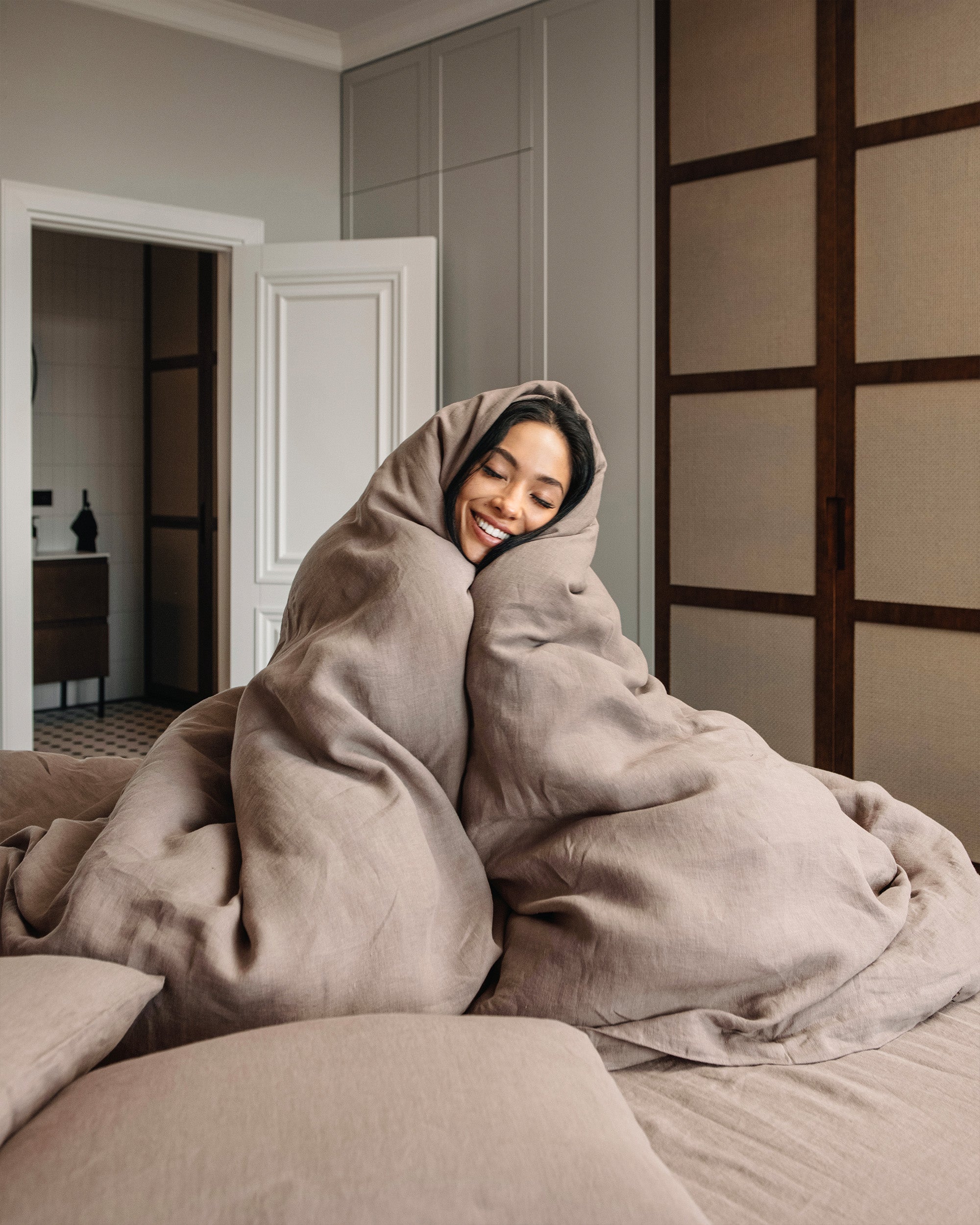 Mocha Linen Duvet Cover | MagicLinen
