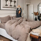 MagicLinen Mocha linen duvet cover, coconut button closure detail