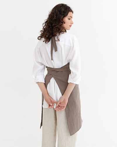 Mocha Linen bib apron