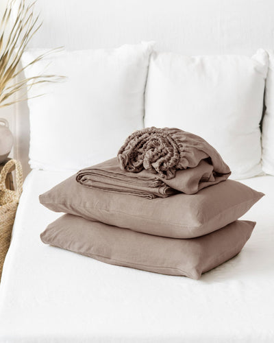 Mocha linen sheet set (4 pcs)
