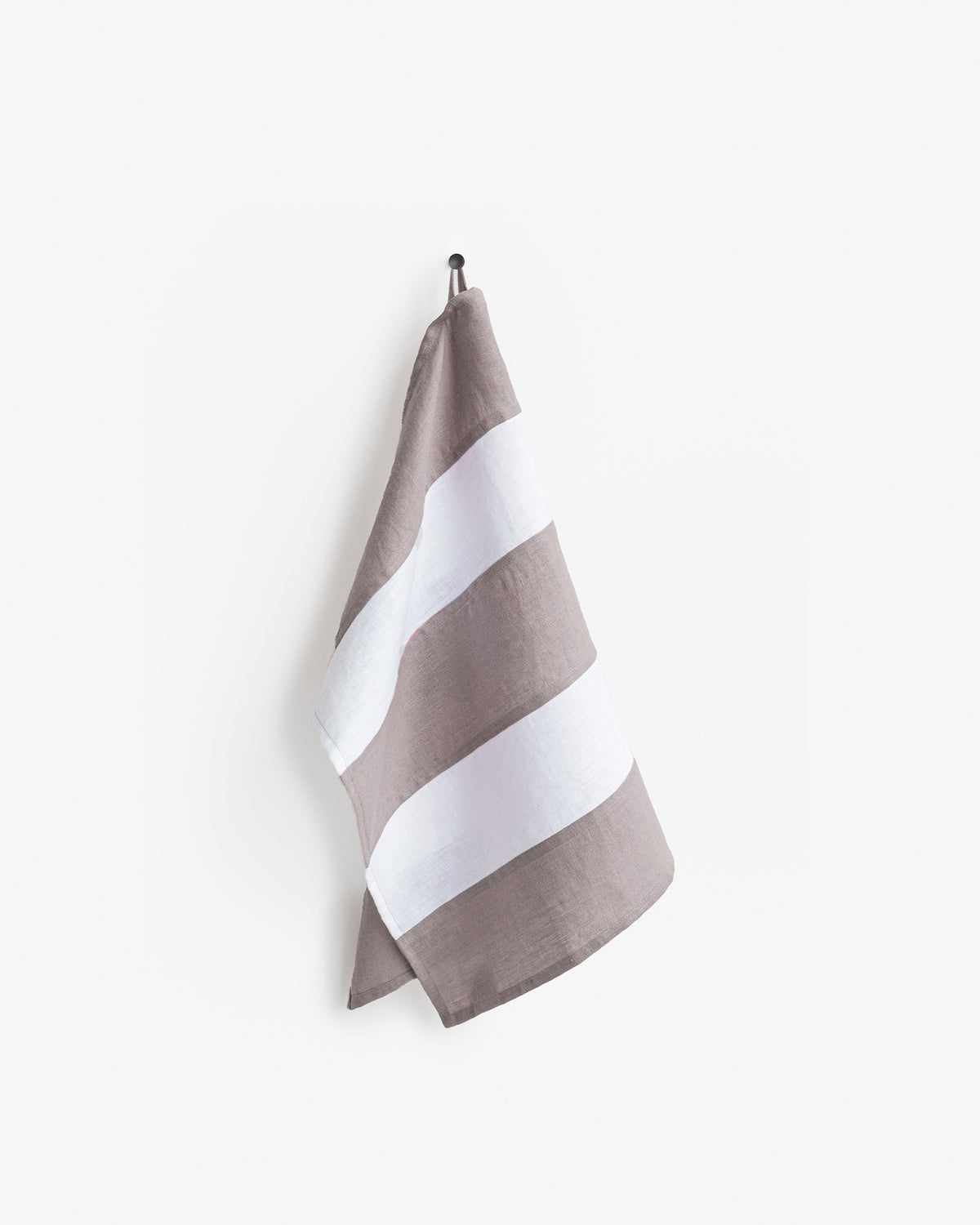 Mocha Zero waste striped linen tea towel