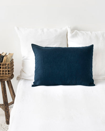 Navy Blue Linen Pillow Cover - MagicLinen