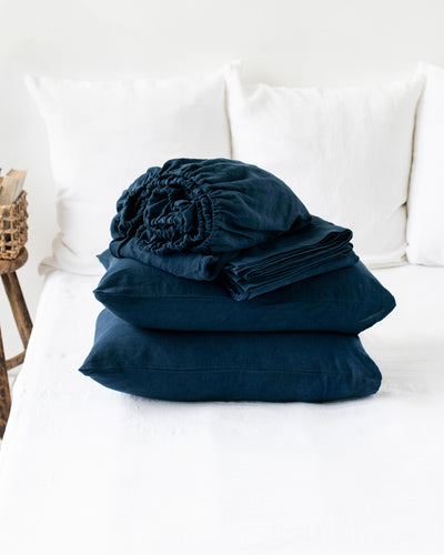 Navy blue Linen Sheet Set - MagicLinen