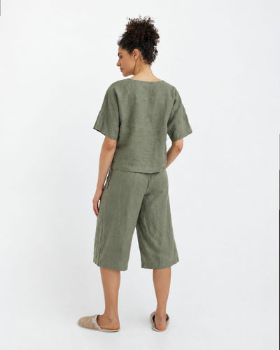 Leinen-Pyjama-Set AVEIRA in Schwarz