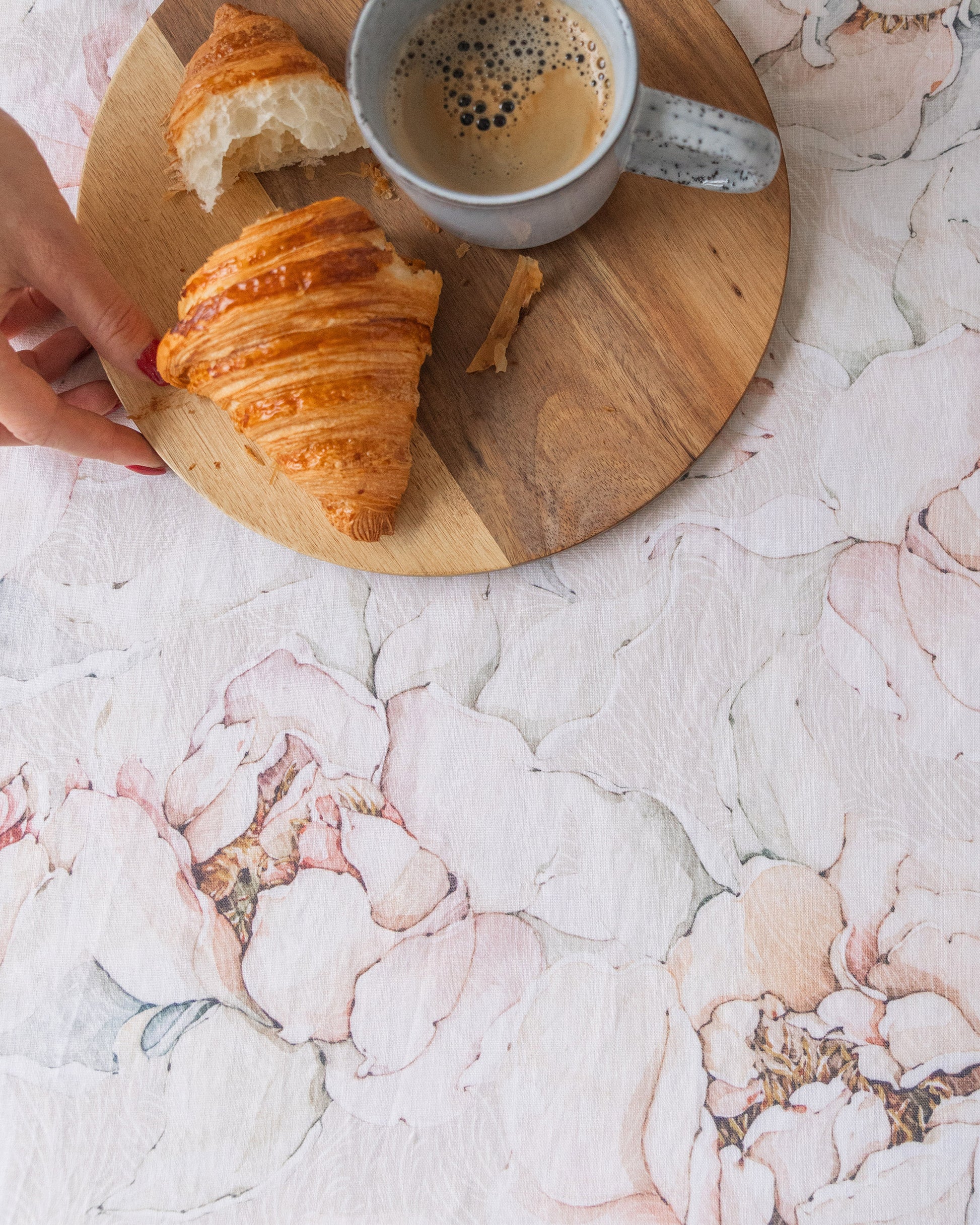 Pastel peonies Print Linen Tablecloth | MagicLinen