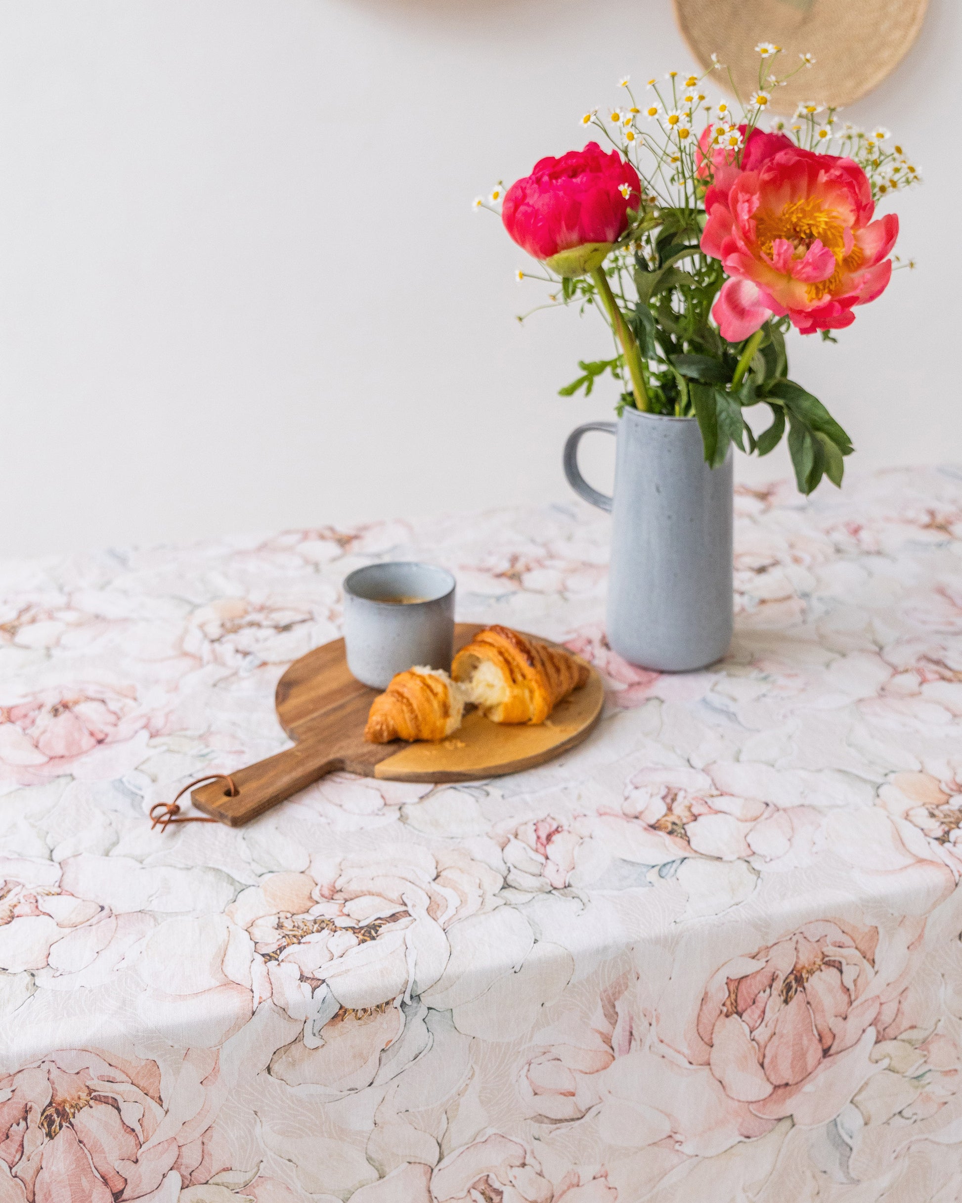 Pastel peonies Print Linen Tablecloth | MagicLinen