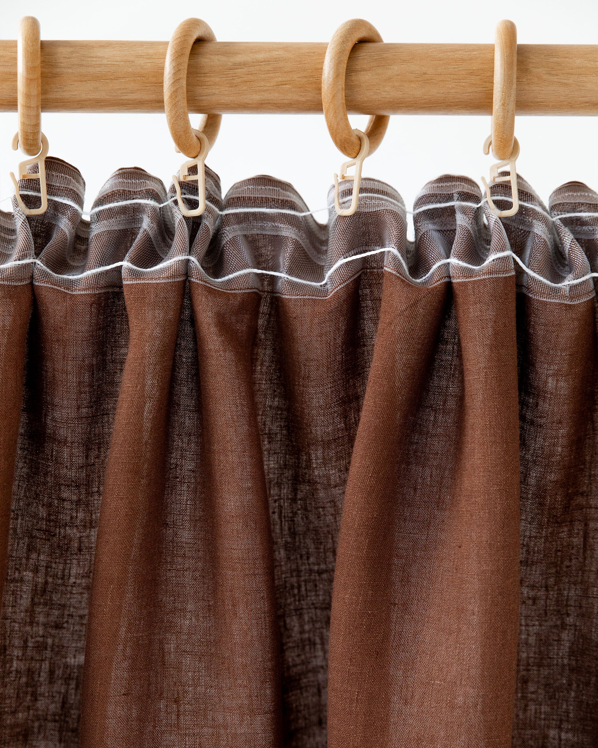 Pencil Pleat Linen Curtain Panel in Chocolate brown | Magiclinen