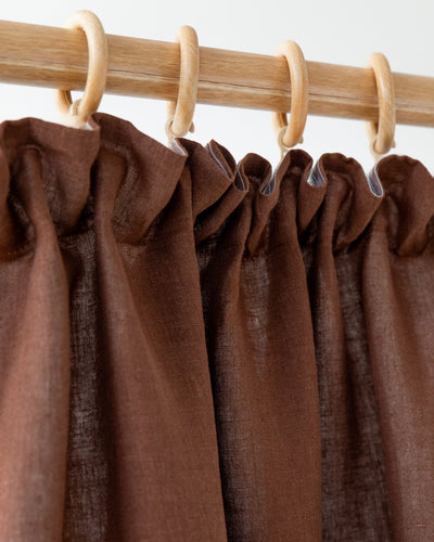 Pencil Pleat Linen Curtain Panel in Chocolate brown | Magiclinen