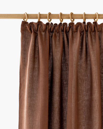 Pencil Pleat Linen Curtain Panel in Chocolate brown | Magiclinen