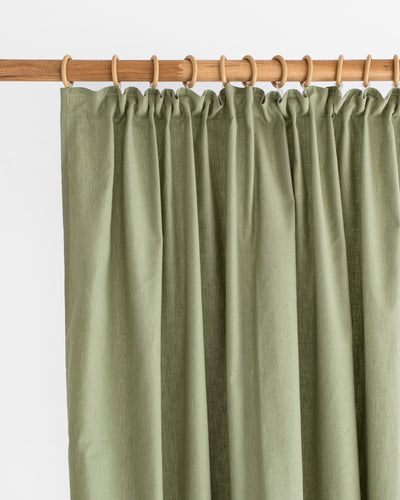Pencil pleat linen-cotton curtain panel (1 pcs) in Sage - MagicLinen