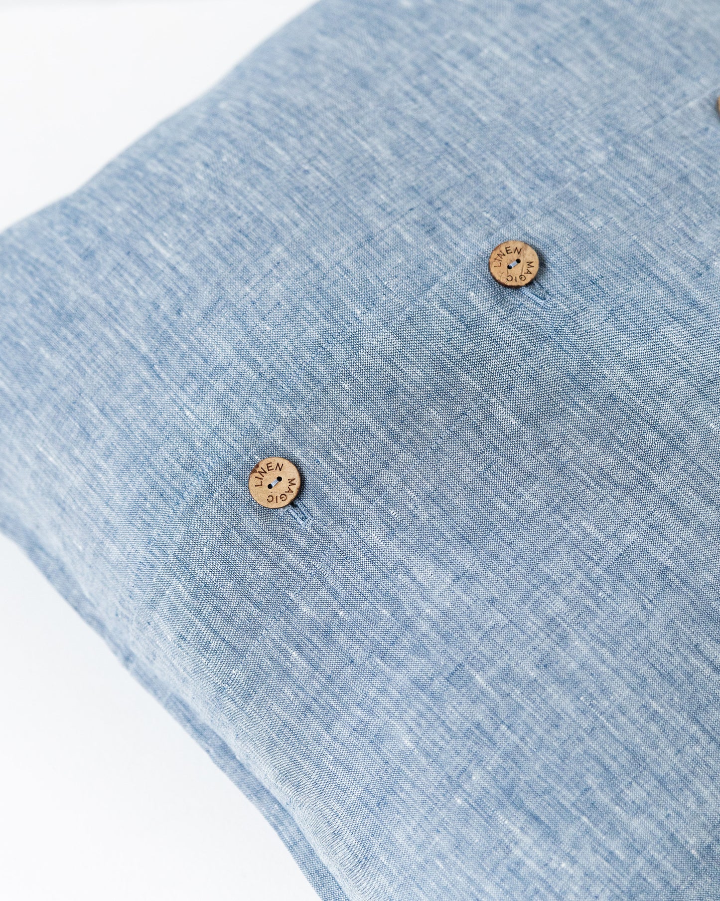 Deco Pillow Cover With Buttons in Blue melange | MagicLinen