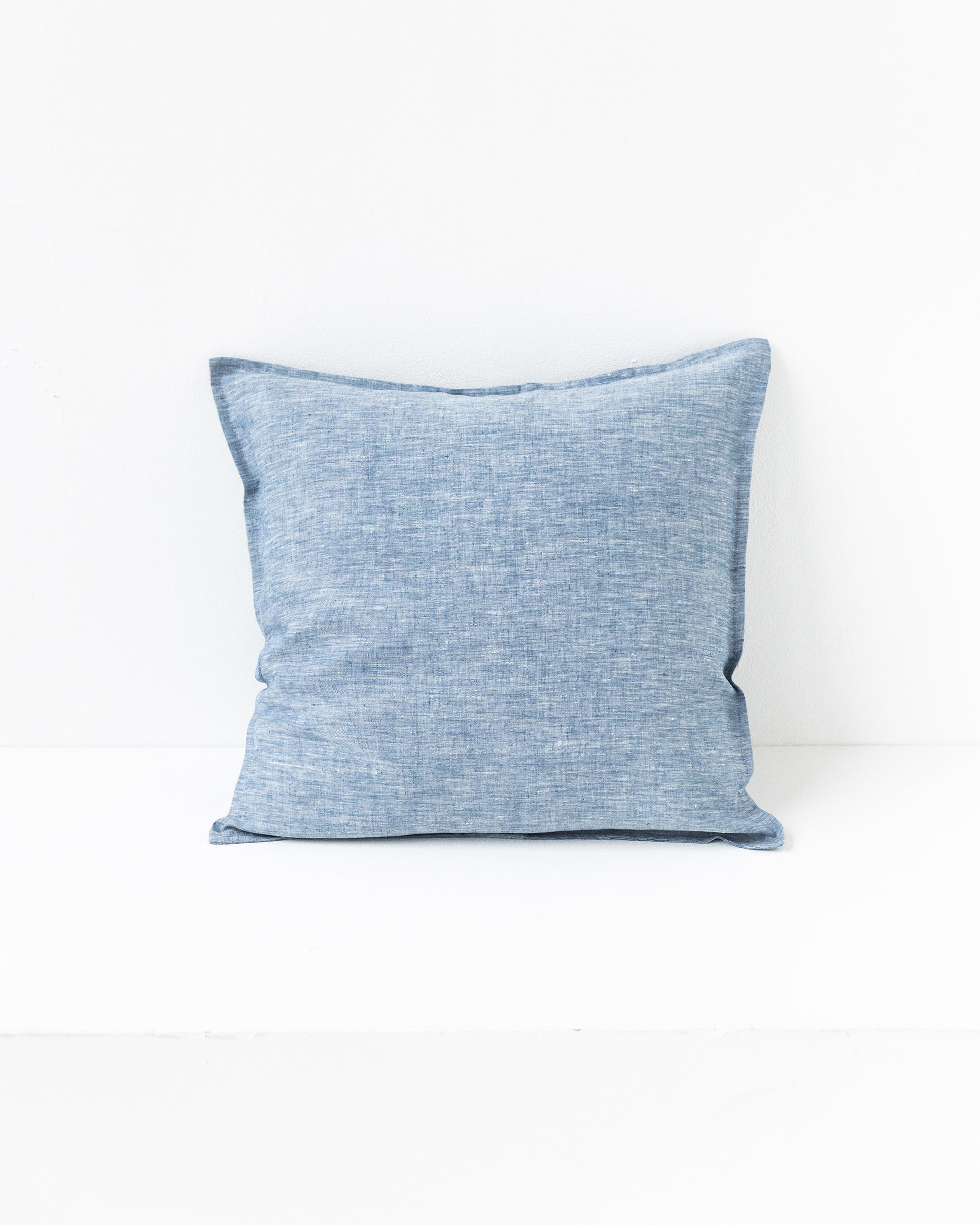 Deco Pillow Cover With Buttons in Blue melange | MagicLinen