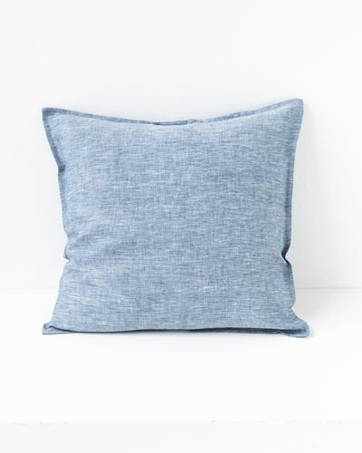 Deco Pillow Cover With Buttons in Blue melange | MagicLinen