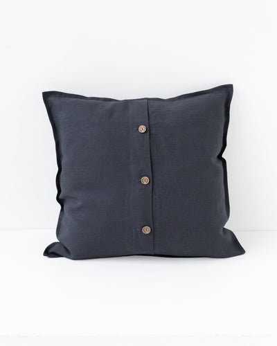 Pillow cover with buttons in Charcoal gray