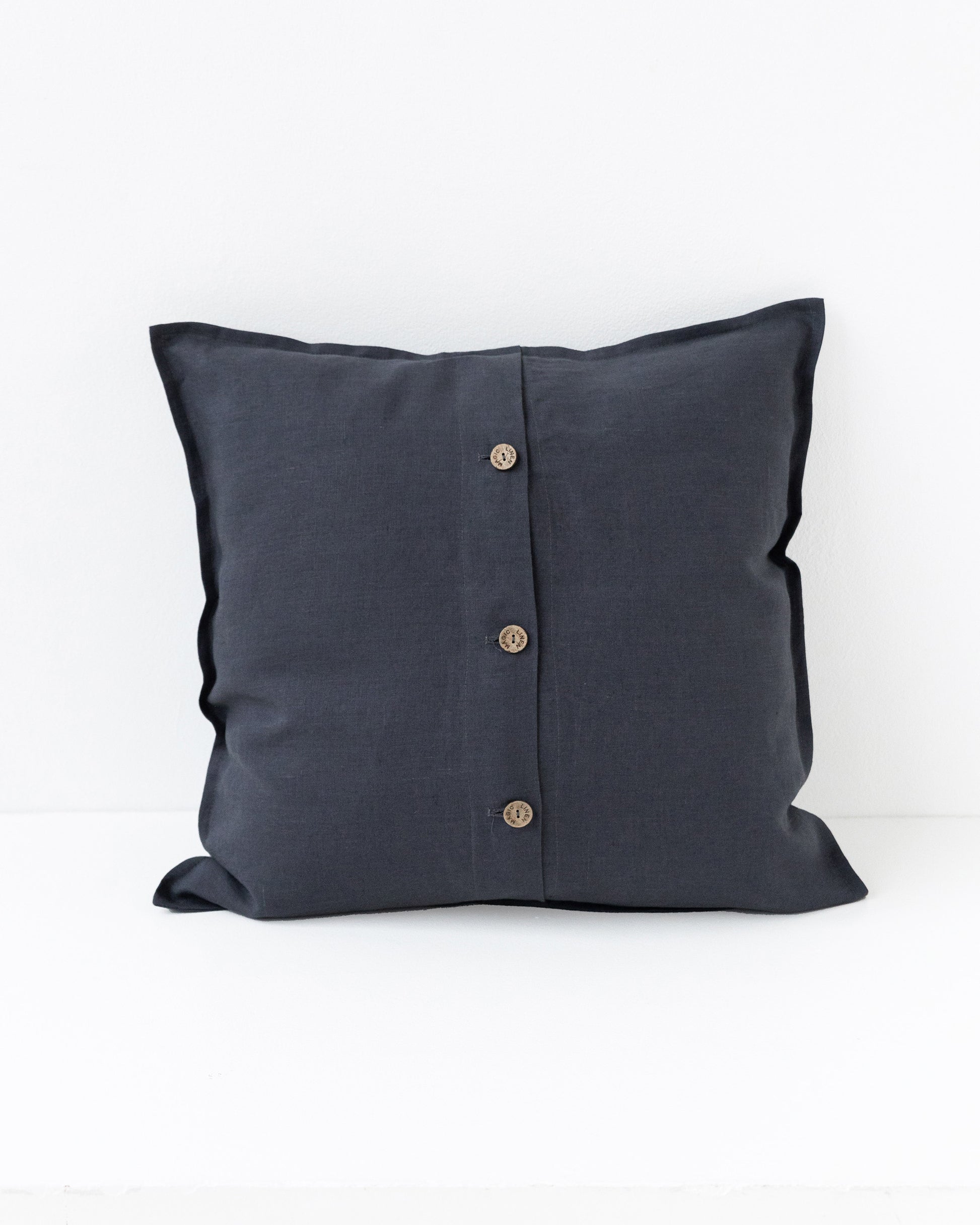 Deco Pillow Cover With Buttons in charcoal gray | MagicLinen